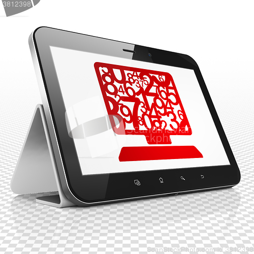 Image of Education concept: Tablet Computer with Computer Pc on display
