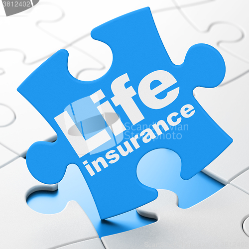 Image of Insurance concept: Life Insurance on puzzle background