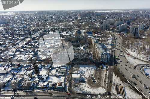 Image of Aerial city view on residential district of Tyumen