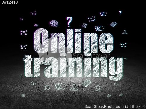 Image of Learning concept: Online Training in grunge dark room