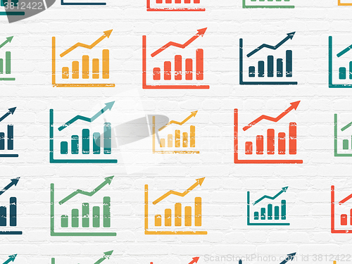 Image of News concept: Growth Graph icons on wall background