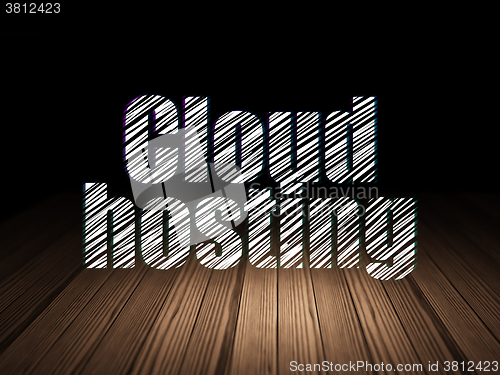 Image of Cloud networking concept: Cloud Hosting in grunge dark room