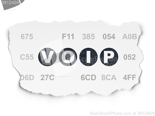 Image of Web development concept: VOIP on Torn Paper background