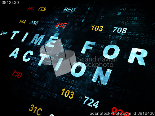 Image of Time concept: Time for Action on Digital background