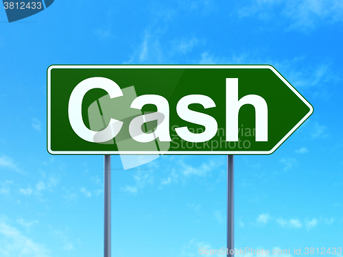 Image of Banking concept: Cash on road sign background