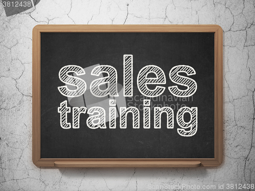 Image of Advertising concept: Sales Training on chalkboard background