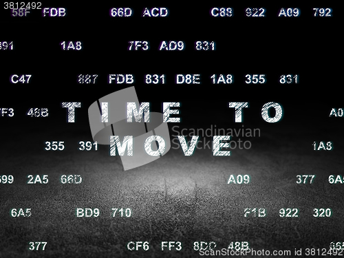 Image of Timeline concept: Time to Move in grunge dark room