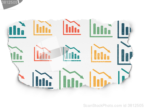 Image of News concept: Decline Graph icons on Torn Paper background