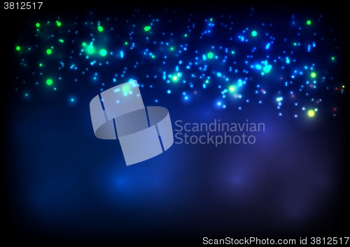 Image of Dark blue sparkling bokeh background