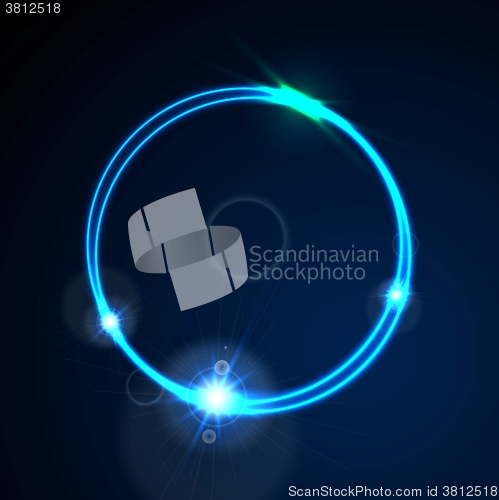 Image of Glow blue neon ring shiny background