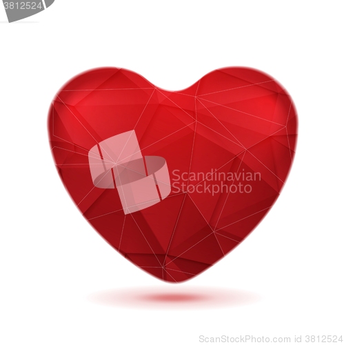 Image of Bright red polygonal heart background