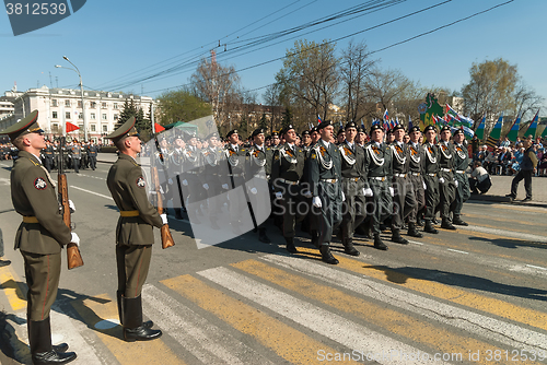 Image of Cadets of police academy marching on parade