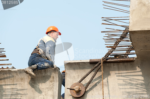 Image of Builder Worker on bridge construction