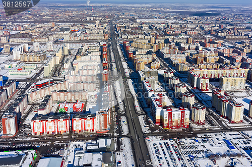 Image of Bird eye view on Permyakova street. Tyumen. Russia