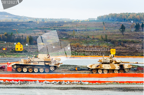 Image of Armoured recovery vehicle BREM-1M in action