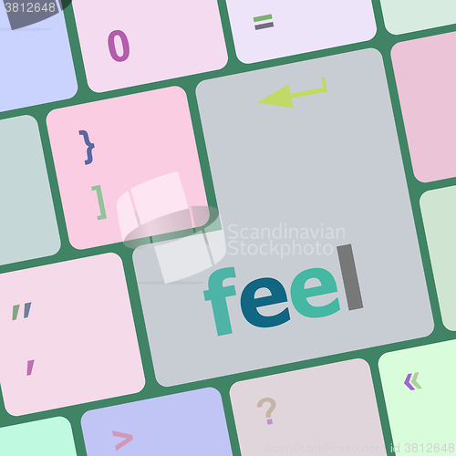 Image of feel word on keyboard key, notebook computer button vector illustration