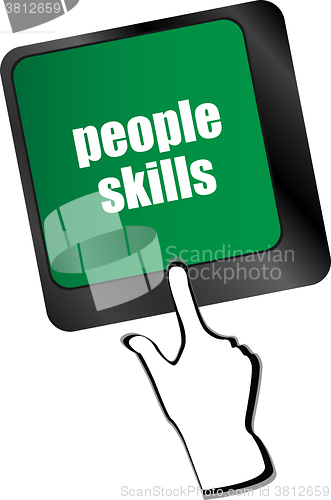 Image of people skills words, message on enter key of keyboard