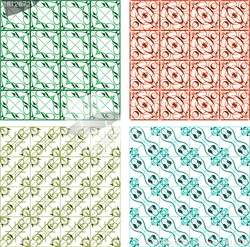 Image of Seamless patterns set - vintage backgrounds baroque pattern vector background