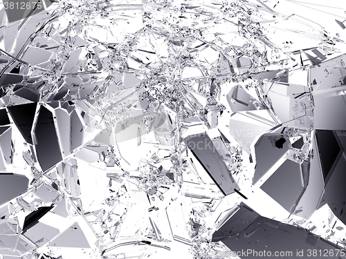 Image of Pieces of Broken or Shattered glass isolated