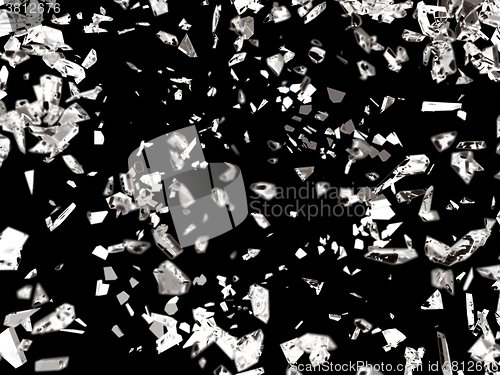 Image of Small and large glass pieces on black