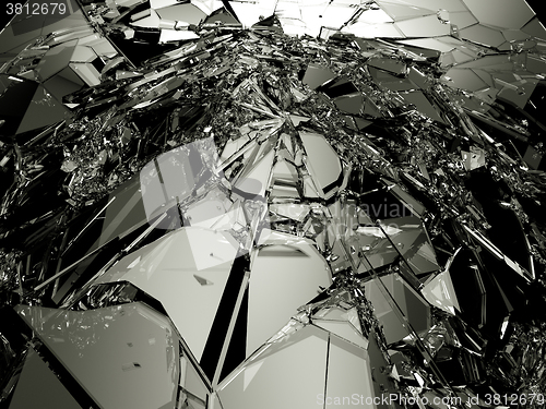 Image of Pieces of Destructed or Shattered glass on black