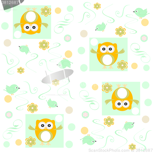 Image of Seamless owls vector pattern vector background