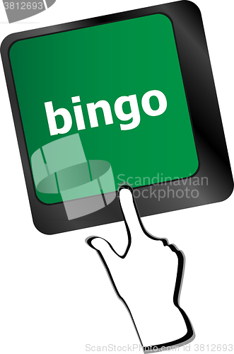 Image of bingo button on computer keyboard keys