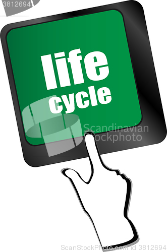 Image of life cycle on laptop keyboard key