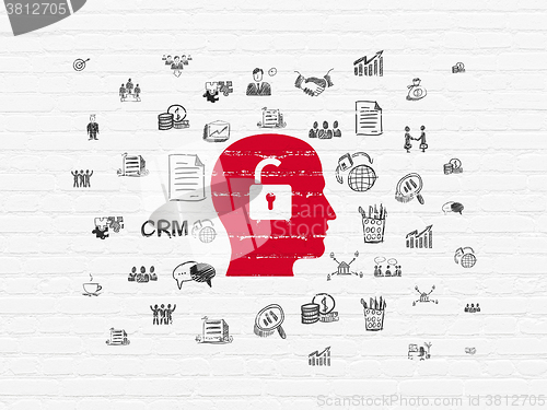 Image of Business concept: Head With Padlock on wall background
