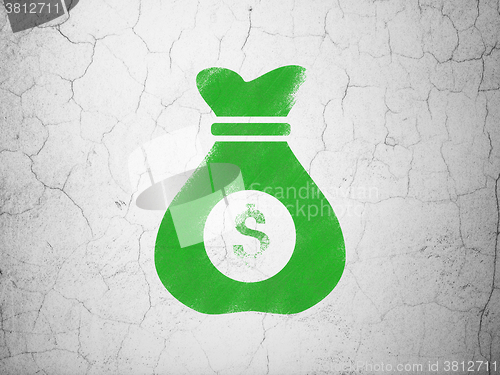 Image of Finance concept: Money Bag on wall background