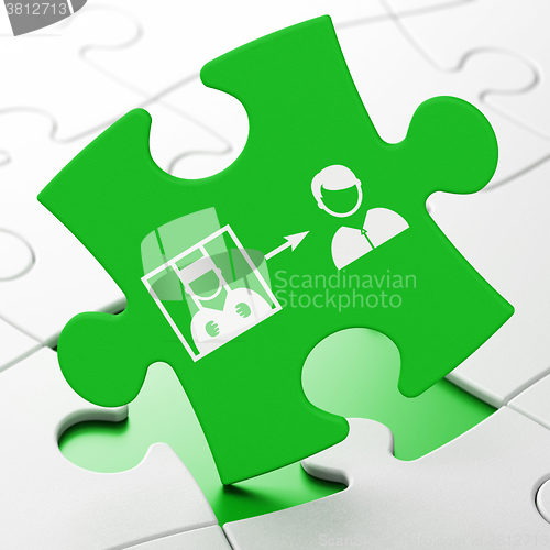 Image of Law concept: Criminal Freed on puzzle background