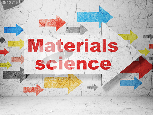 Image of Science concept: arrow with Materials Science on grunge wall background