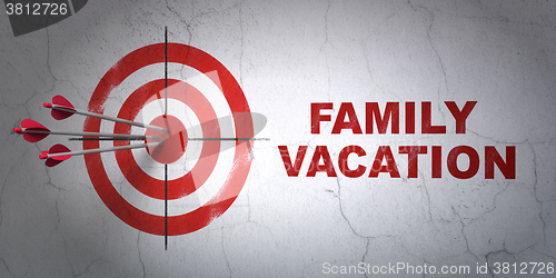 Image of Vacation concept: target and Family Vacation on wall background