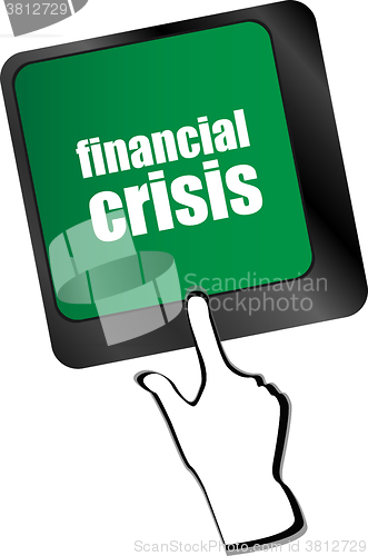 Image of financial crisis key showing business insurance concept, business concept