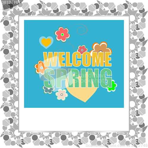 Image of Welcome Spring Holiday Card. Welcome Spring Vector. Love background. Spring Holiday Graphic. Welcome Spring Art. Spring Holiday Drawing