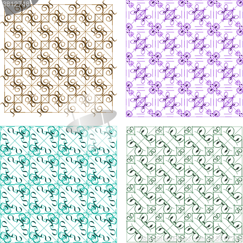 Image of Retro background set with abstract design elements vector background