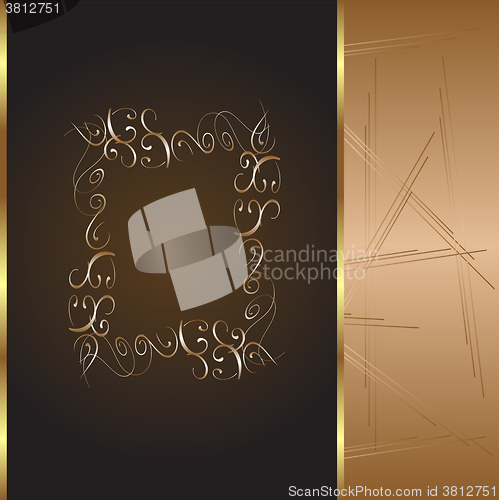 Image of frame and border with gold pattern. vector illustration