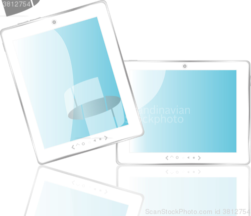 Image of Vector two tablets pc with white frame