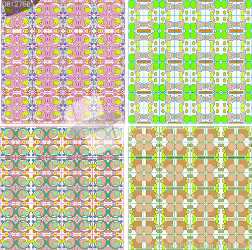 Image of Seamless geometric abstract pattern set for fabric and furniture vector illustration