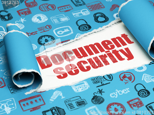 Image of Security concept: red text Document Security under the piece of  torn paper
