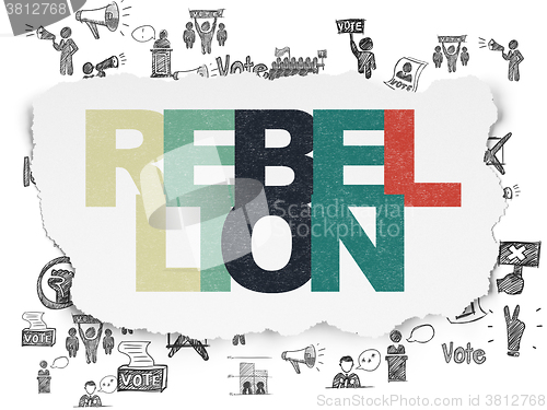 Image of Political concept: Rebellion on Torn Paper background
