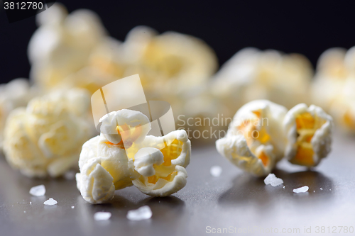 Image of popcorn isolated on black background