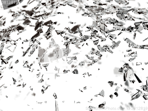 Image of Pieces of shattered or cracked glass with shallow DOF