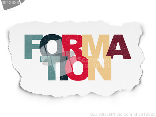 Image of Education concept: Formation on Torn Paper background