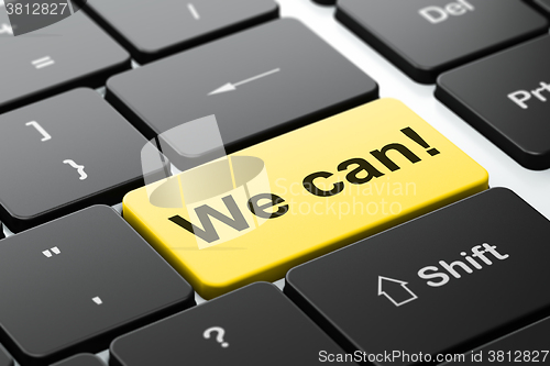 Image of Finance concept: We can! on computer keyboard background