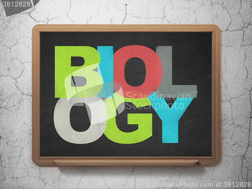 Image of Education concept: Biology on School Board background