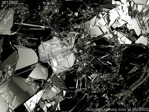 Image of Shattered glass: sharp Pieces on black