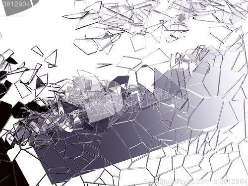 Image of Pieces of splitted or cracked glass on white