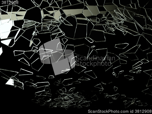 Image of Shattered and broken glass on black