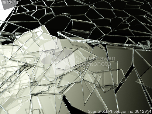 Image of Broken glass on black background